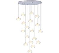 Chandeliers 18-Light Crystal Chandeliers High Ceiling Dome Pendant Lights Seeded Glass Shade Flush Mount Long Hanging Chandelier Fixture