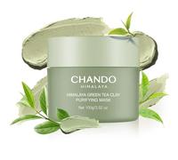 CHANDO HIMALAYA Maschera purificante all'argilla con tè verde, 100 g/3,53 oz, maschera in argilla che pulisce i pori con estratto di tè verde ed estratto di portulaca, maschera per il controllo