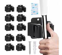 ChaneeHann Porta Scope Parete 10 Pezzi,Appendi Scopa da Muro,Organizer per Attrezzi da Giardino,Gancio per Scopa Autoadesivo,Supporto per Scopa a Parete per Cucine,Giardini,Garage,Bagni e Uffici Nero