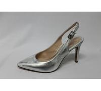 Chanel Café Noir INA222 pelle argento e bianco tacco 9 cm SCONTO DA LISTINO