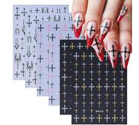 CHANGAR Adesivi per unghie a croce con croce nera, adesivi a croce gotici per nail art fai da te, per donne e ragazze, perfetti per disegni Y2K e manicure (6 B