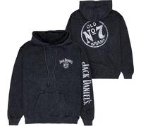 Changes Jack Daniel's No. 7 Mineral Wash Felpa con cappuccio e stampa frontale e posteriore, nero, Large