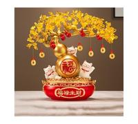 changgengyi Albero di Cristallo, Albero dei soldi di cristallo con gatto fortunato e zucca - Decorazione Feng Shui for la ricchezza(Gold)