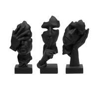 changgengyi Decorazione per la scrivania, 3 Pezzi Non Sento, Non Vedo, Parlo sculture in Resina, Statuetta Moderna di Arte Astratta for Arredamento casa e Ufficio(Black)