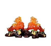 changgengyi Decorazione per la scrivania, Coppia di Statue Pi Xiu, Ornamento della ricchezza for l'arredamento casa e Regalo Feng Shui(Red)