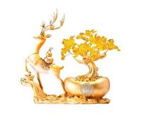 changgengyi Decorazione per la scrivania, La Decorazione propizia della scrivania a Forma di Cervo è Una Mascotte del Feng Shui Che simboleggia la ricchezza(Orange)