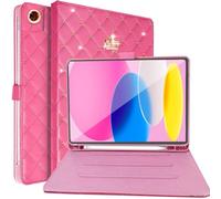 Changjia Custodia protettiva per iPad 10.2 di 9a/8a/7a generazione (2021/2020/2019) con portapenne, elegante custodia protettiva per iPad da 10,2 pollici (rosa acceso)