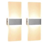 ChangM 2 Pezzi LED Lampada da Parete Interno 12W Bianco Caldo, Moderno Applique da Parete Interni, Lampada a Muro in Acrilico Perfetto per Soggiorno Corridoio Bagno Le Scale Luce Notturna