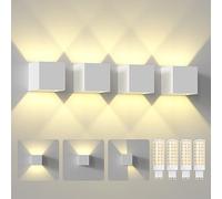 ChangM 4 Pezzi 7W Applique da Parete Esterno Interni LED Lampada, IP65 Lmpermeabili con Lampadina Sostituibile G9 LED, Bianco Caldo 3000K, Angolo del Fascio Regolabile Applique, Guscio Bianco