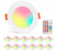 ChangM Faretti da incasso a LED RGBW, Bianco Caldo 8W Regolabile tramite telecomando Round Lampade a soffitto a led e telecomando per soggiorno, camera da letto, cucina, bagno 12 Pack