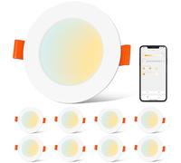 ChangM Faretti LED da Incasso 8W IP44 Lampade da incasso bagno 3 inch Faretti da soffitto, Bluetooth APP Controllo Bianco caldo Bianco neutro bianco freddo per bagno cucina Soggiorno 8 Pack