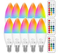 ChangM Lampadina LED Cambia Colore, Lampadina a Candela, RGB Dimmerabile E14 Candela Led con Telecomando, 5W (sostituisce 40W) Bianco Freddo 5000K, Confezione da 10