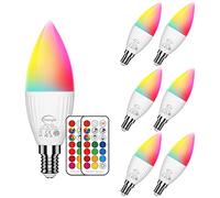 ChangM Lampadina LED Cambia Colore, Lampadina E14 Smart Candle con Telecomando Dimmerabile, 5W (sostituisce 40W) RGB Bianco Dimmerabile Caldo 2700K, Confezione da 6
