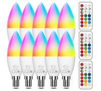 ChangM Lampadina LED Cambia Colore, Lampadina E14 Smart Candle con Telecomando Dimmerabile, 5W (sostituisce 40W) RGB Bianco Dimmerabile Caldo 2700K, Confezione da 10