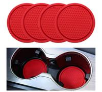CHANGNIANFA 4 Pezzi Sottobicchieri per Auto per Ford Fiesta 8 (VIII) JH8 I 2017-2023 -, Sottobicchieri da Auto Spesso Sottobicchieri Car Coaster Portabicchieri Inserto Sottobicchieri,Red