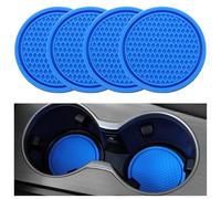 CHANGNIANFA 4 Pezzi Sottobicchieri per Auto per Ford Fiesta 8 (VIII) JH8 I 2017-2023 -, Sottobicchieri da Auto Spesso Sottobicchieri Car Coaster Portabicchieri Inserto Sottobicchieri,Blue