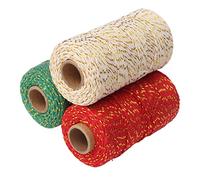 Changor 3 Rotoli di Spago Natalizio, Diametro 2 Mm Ciascuno, Lunghezza 100 M, Tagliabile, Leggero, Spago per Vacanze, Imballaggio Fai da Te, Decorazione della Stanza, Giardinaggio