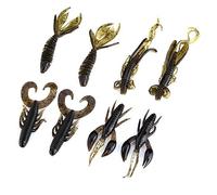 Changor Esche per la Pesca dei Gamberetti, Durevoli e Morbidi, Vermi Solidi, Texas Rig per gli Amanti della Pesca, 25 Pezzi in Silicone (Caffè)