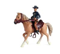 Changor Giocattolo del Cavallo da Cowboy Giunti Mobili Ad Alta Simulazione per Tavolo per Bambini, Figura di Azione da Cowboy in Plastica Resistente e con Colori Vivaci per Regalo di Famiglia (#1)
