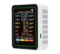 Changor Rilevatore della qualità dell'aria con Schermo a Colori e Batteria | Misurazione 6 in 1, PM2,5, CO2, TVOC, HCHO, uso portatile