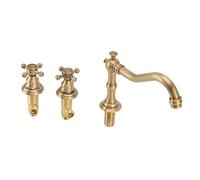 Changor Rubinetto Lavabo in Rame, Due Manici Stile Vintage, Design 3 Fori Antigoccia, Rubinetto Bagno Durevole con Separatore Acqua Calda Fredda per Lavandino Bagno Casa