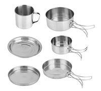 Changor Set di Pentole da Campeggio con Ciotole per Barbecue in Acciaio Inossidabile da 8 Pezzi con Pentole Pieghevoli per Avventure All'aria Aperta