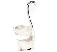 Changor Set di Stoviglie da caffè con Squisita Base a Forma di Cigno per Dessert e Bevande, Lega di Zinco, Bianco Argentato, 7 Pezzi (#12)