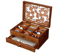 Changsuo Contenitore di monili di legno per le donne con, cassetti, piccolo organizzatore di immagazzinaggio dei monili