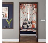 ChangTsing Noren Giapponese Tenda da Porta 80 x 120 cm Cotone e Lino Noren Stile Giapponese Artistico Divisorie Gattino Carino - 8 per Cucina, Camera Da letto, Bagno