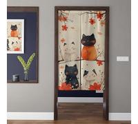 ChangTsing Noren Giapponese Tenda da Porta 80 x 150 cm Cotone e Lino Noren Stile Giapponese Artistico Divisorie Gattino Carino - 5 per Cucina, Camera Da letto, Bagno