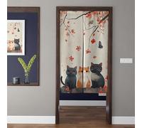 ChangTsing Noren Giapponese Tenda da Porta 85 x 150 cm Cotone e Lino Noren Stile Giapponese Artistico Divisorie Gattino Carino - 7 per Cucina, Camera Da letto, Bagno