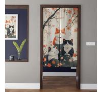 ChangTsing Noren Giapponese Tenda da Porta 85 x 150 cm Cotone e Lino Noren Stile Giapponese Artistico Divisorie Gattino Carino - 9 per Cucina, Camera Da letto, Bagno