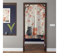 ChangTsing Noren Giapponese Tenda da Porta 85 x 90 cm Cotone e Lino Noren Stile Giapponese Artistico Divisorie Gattino Carino - 4 per Cucina, Camera Da letto, Bagno