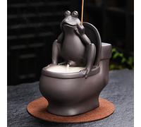 ChangWanna Porta Incenso Rane Cascata - Bruciatore di Incenso in Ceramica, con 45 Bastoncini di Incenso al Sandalo e 8 Coni a Flusso Inverso, Ornamento Rana per Aromaterapia/Yoga/Zen/Arredamento Casa