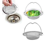 Changyeah Filtro di scarico in acciaio inox, 2 pezzi in acciaio inox per lavello, filtro per lavello con manico, filtro di scarico (11,2 x 11,2 x 3,5 cm)