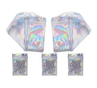 Changyeah Sacchetti in Mylar Richiudibili, 100 Pezzi, Inodore, 10 x 7 cm, Olografici, Con Chiusura Lampo per Riporre Regali, Gioielli e Cucinare