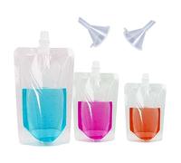 Changyeah Sacchetti per Bevande,15 Pezzi Sacchetti per Bevande, Sacchetti per Succo Riutilizzabili,per Frullati Liquori Trasparente per Bevande Congelate Feste,viaggi, picnic,250 ml,350 ml,500 ml