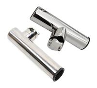 Changyeah Supporto per canna da pesca, 2 pezzi, in acciaio inox su supporto per canna da pesca, girevole per yacht, barche da pesca, 19 - 25 mm (argento)