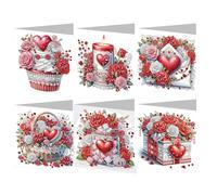 CHANGYUE 6 pezzi Love Gifts Flower Card Card Rhinestone Card Kit Card Card for adulti principianti (HK018)