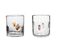 CHANGYUE Bicchieri di succo di Natale, 2 bicchieri senza manico, tazza di vetro per caffè per regalo di festa (B)