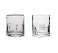 CHANGYUE Bicchieri di succo di Natale, 2 bicchieri senza manico, tazza di vetro per caffè per regalo di festa (A)