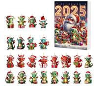 CHANGYUE Calendario Avvento Natale 2025, calendario dinosauro draghi con 24 pezzi, ornamenti acrilici 2D appesi per albero di Natale (G)