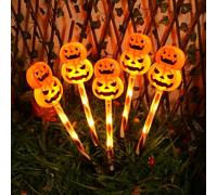 CHANGYUE Luci di della zucca solare for decorazioni di Halloween all'aperto, lampada del percorso a energia solare di Halloween con timer, decorazioni for illuminazione leggera fantasma for passerell