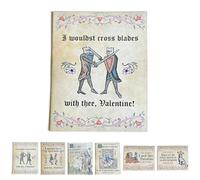 CHANGYUE Trmonol Cartoline d'amore medievali, Divertente macchina medievale con manoscritti scritti a mano, Cartoline d'amore medievali con incontri di cavalleria per coppie (A)