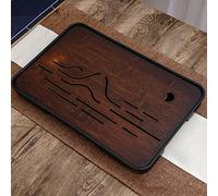 CHANJOON Bambù cinese ausiliario Kung-Fu vassoio di tè, vassoio di stoccaggio acqua, strumento indispensabile per gli amanti del tè 36X24X4cm (nero straight)