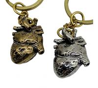 CHANKLI Solid Copper Heart Keychain - Backpack and Retro Style Metal Pendant | Romantic Gift for Couples (Antique Finish)(White)