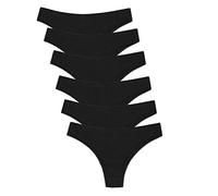 Channo Culotte Donna in Cotone 6 Pezzi - Mutande Brasiliane Traspiranti e Comode, Slip Intimo Nero L/XL