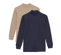Channo Intimo Termico per Bambini, Collo Mezzo Cigno, Maniche Lunghe, Tinta Unita. Pacco da 2 Blu-Visone 2 Anni