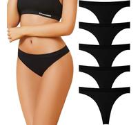 Channo Perizoma Donna Senza Cuciture: Tanga Invisibile in Microfibra Morbido Comodo Vita Bassa e Traspirante in Poliammide Nero L 5 Pezzi
