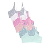 Channo Reggiseno Basic in Cotone per Ragazza, Senza Ferretto e con Imbottiture Rimovibili - Confezione da 6, Stelle, 8-10 Anni